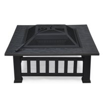 Gainesville Fax Stone Burning Fire Pit With Grilling In Black