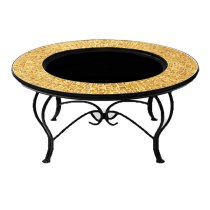 Sahuarita Fax Stone Burning Fire Pit With Grilling In Gold Black