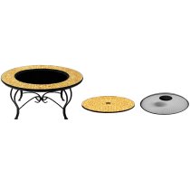 Sahuarita Fax Stone Burning Fire Pit With Grilling In Gold Black