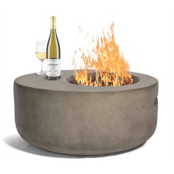 Ennis Faux Stone Burning Fire Pit With Grilling In Dark Grey