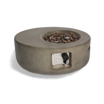 Ennis Faux Stone Burning Fire Pit With Grilling In Dark Grey