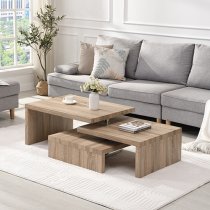 Design Rotating Wooden Coffee Table With 3 Tops In Sanremo Oak