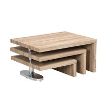 Design Rotating Wooden Coffee Table With 3 Tops In Sanremo Oak