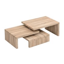 Design Rotating Wooden Coffee Table With 3 Tops In Sanremo Oak