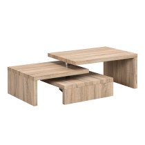 Design Rotating Wooden Coffee Table With 3 Tops In Sanremo Oak