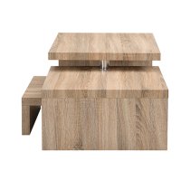 Design Rotating Wooden Coffee Table With 3 Tops In Sanremo Oak