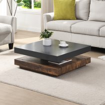 Hugo Rotating Wooden Coffee Table In Grey And Rustic Oak