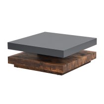 Hugo Rotating Wooden Coffee Table In Grey And Rustic Oak