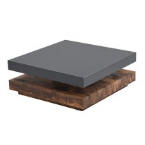 Hugo Rotating Wooden Coffee Table In Grey And Rustic Oak