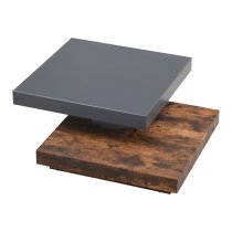 Hugo Rotating Wooden Coffee Table In Grey And Rustic Oak