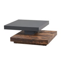 Hugo Rotating Wooden Coffee Table In Grey And Rustic Oak