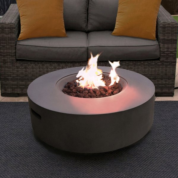 Fairmont Faux Stone Burning Fire Pit With Grilling In Dark Grey