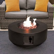 Fairmont Faux Stone Burning Fire Pit With Grilling In Black