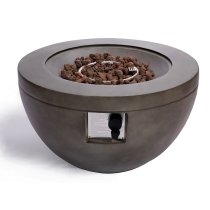 Tampere Faux Stone Burning Fire Pit With Grilling In Dark Grey