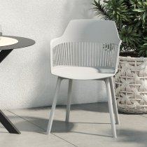 Cabazon Light Grey Resin Bistro Dining Chair In Pair