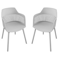 Cabazon Light Grey Resin Bistro Dining Chair In Pair