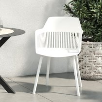 Cabazon White Resin Bistro Dining Chair In Pair