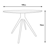 Arta Round White Wooden Dining Table 4 Natural Straight Chairs