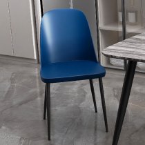 Arta Round White Wooden Dining Table 4 Curve Plastic Blue Chairs