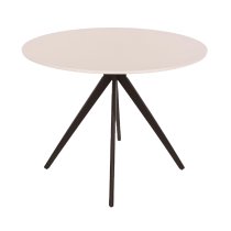 Arta Round White Wooden Dining Table 4 Curve Plastic Grey Chairs