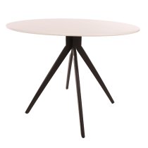 Arta Round White Wooden Dining Table 4 Curve Plastic Grey Chairs