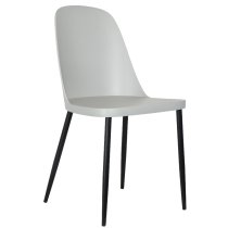 Arta Round White Wooden Dining Table 4 Curve Plastic Grey Chairs