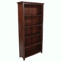 Birtley Wooden Bookcase With 5 Shelves In Dark Brown