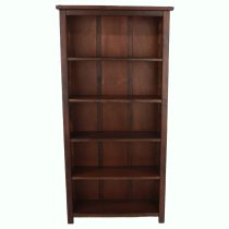 Birtley Wooden Bookcase With 5 Shelves In Dark Brown