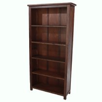 Birtley Wooden Bookcase With 5 Shelves In Dark Brown