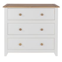 Chatfield Wooden Chest Of 3 Drawers In White And Oak