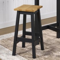 Consett Black And Oak Wooden Bar Stools In Pair