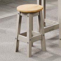 Consett Grey And Oak Round Wooden Bar Stools In Pair