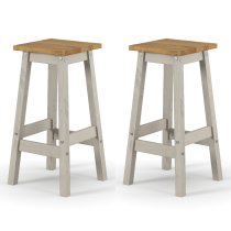 Consett Grey And Oak Wooden Bar Stools In Pair