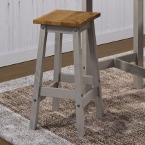 Consett Grey And Oak Wooden Bar Stools In Pair