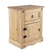 Consett Wooden Bedside Cabinet With 1 Door 2 Drawer In Oak