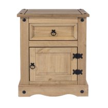 Consett Wooden Bedside Cabinet With 1 Door 2 Drawer In Oak