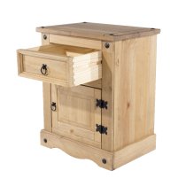 Consett Wooden Bedside Cabinet With 1 Door 2 Drawer In Oak