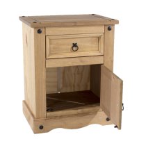 Consett Wooden Bedside Cabinet With 1 Door 2 Drawer In Oak