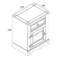 Consett Wooden Bedside Cabinet With 1 Door 2 Drawer In Oak