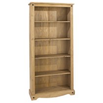 Consett Wooden Wide Bookcase With 5 Shelves In Oak