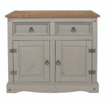 Consett Wooden Sideboard With 2 Doors 2 Drawers In Grey And Oak