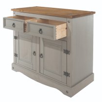 Consett Wooden Sideboard With 2 Doors 2 Drawers In Grey And Oak