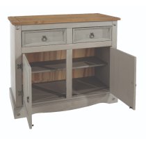 Consett Wooden Sideboard With 2 Doors 2 Drawers In Grey And Oak