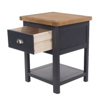 Delavan Wooden Bedside Cabinet With 1 Drawer In Oak And Black