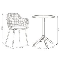 Gallipolis Metal Bistro Dining Table With 2 Chairs In Terraco