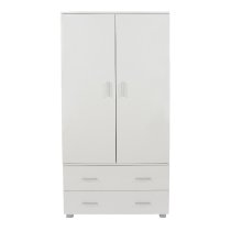 Lufkin Wooden Wardrobe With 2 Doors 2 Drawers In White