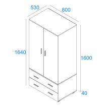 Lufkin Wooden Wardrobe With 2 Doors 2 Drawers In White