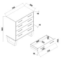 Tilston Wooden Wide Chest Of 4 Drawers In Oak And Black