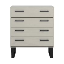 Tilston Wooden Wide Chest Of 4 Drawers In White And Black