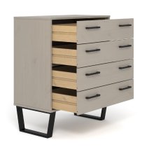 Tilston Wooden Wide Chest Of 4 Drawers In White And Black